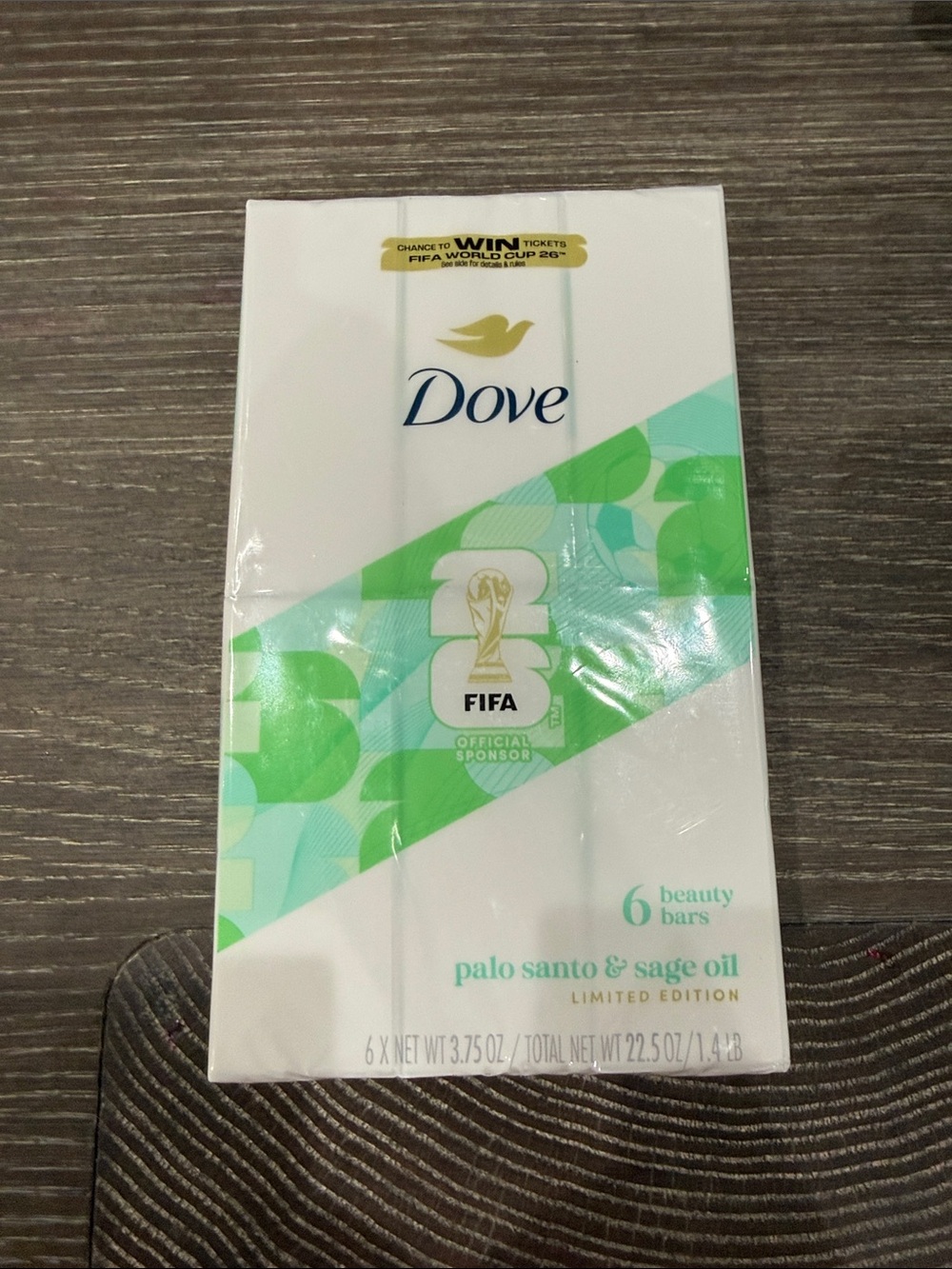 NWT Dove FIFA Palo Santo & Sage Oil 6 Beauty Bars